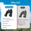 image20x50 High Power Binoculars for Bird Watching 28mm Large Eyepiece Life Waterproof Binoculars for Hunting Hiking Concert Travel with Smartphone Adapter BAK4 Prism FMC Lens BlackBlack