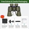 image20x50 High Power Binoculars for Bird Watching 28mm Large Eyepiece Life Waterproof Binoculars for Hunting Hiking Concert Travel with Smartphone Adapter BAK4 Prism FMC Lens BlackGreen