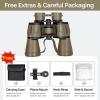 image20x50 High Power Binoculars for Bird Watching 28mm Large Eyepiece Life Waterproof Binoculars for Hunting Hiking Concert Travel with Smartphone Adapter BAK4 Prism FMC Lens BlackMud