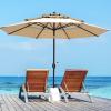 imageFREE SOLDIER 10FT Autotilt Patio Umbrella 3 Tier Market Umbrella Aluminum Outdoor Table Umbrella with Crank Beige