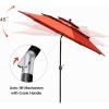 imageFREE SOLDIER 10FT Autotilt Patio Umbrella 3 Tier Market Umbrella Aluminum Outdoor Table Umbrella with Crank Orange Red