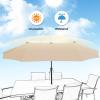 imageFREE SOLDIER 13FT DoubleSided Patio Umbrella Outdoor Market Umbrella Extra Large Table Umbrella with Crank Beige