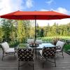 imageFREE SOLDIER 13FT DoubleSided Patio Umbrella Outdoor Market Umbrella Extra Large Table Umbrella with Crank Orange Red