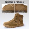 imageFREE SOLDIER Hiking Work Boots Mens Tactical Boots 6 Inches Waterproof Military Boots Outdoors Desert BootsBrown