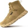 imageFREE SOLDIER Hiking Work Boots Mens Tactical Boots 6 Inches Waterproof Military Boots Outdoors Desert BootsLight Brown