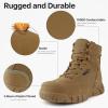 imageFREE SOLDIER Hiking Work Boots Womens Tactical Boots 6 Inches Lightweight Waterproof Military Boots Outdoors Desert BootsLight Brown