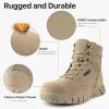 imageFREE SOLDIER Hiking Work Boots Womens Tactical Boots 6 Inches Lightweight Waterproof Military Boots Outdoors Desert BootsTan