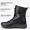 imageFREE SOLDIER Mens Tactical Boots 8 Inches Lightweight Combat Boots Durable Suede Leather Military Work Boot Desert BootBright Black