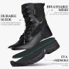 imageFREE SOLDIER Mens Tactical Boots 8 Inches Lightweight Combat Boots Durable Suede Leather Military Work Boot Desert BootBright Black