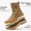 imageFREE SOLDIER Mens Tactical Boots 8 Inches Lightweight Combat Boots Durable Suede Leather Military Work Boot Desert BootBright Light Brown