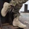 imageFREE SOLDIER Mens Tactical Boots 8 Inches Lightweight Combat Boots Durable Suede Leather Military Work Boot Desert BootDark Tan