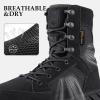 imageFREE SOLDIER Mens Tactical Boots 8 Inches Lightweight Combat Boots Durable Suede Leather Military Work Boot Desert BootDeep Black