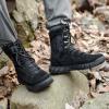 imageFREE SOLDIER Mens Tactical Boots 8 Inches Lightweight Combat Boots Durable Suede Leather Military Work Boot Desert BootDeep Black