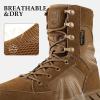 imageFREE SOLDIER Mens Tactical Boots 8 Inches Lightweight Combat Boots Durable Suede Leather Military Work Boot Desert BootDeep Brown