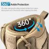 imageFREE SOLDIER Mens Waterproof Hiking Boots Mens Lightweight Outdoor Mid Trekking Climbing Boots for MenTan