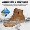 imageFREE SOLDIER Mens Waterproof Hiking Boots Tactical Work Boots Outdoor Lightweight Military BootsMid Brown