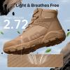 imageFREE SOLDIER Mens Waterproof Tactical Work Boots Lightweight Comfortable Combat Hiking BootsWaterproof Brown