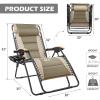 imageFREE SOLDIER Oversized XL Padded Adjustable Reclining Folding Chair with Cup Holder 400lb Capacity Gravity Chairs Anti Gravity Chairs Zero Gravity Chairs Khaki