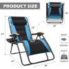 imageFREE SOLDIER Oversized XL Padded Zero Gravity Lounge Chair Adjustable Reclining Folding Chair with Cup Holder 400lb Blue