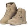 imageFREE SOLDIER Waterproof Hiking Work Boots Mens Tactical Boots 6 Inches Lightweight Military Boots Breathable Desert BootsTan