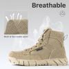 imageFREE SOLDIER Waterproof Hiking Work Boots Mens Tactical Boots 6 Inches Lightweight Military Boots Breathable Desert BootsTan