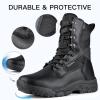 imageFREE SOLDIER Womens Tactical Boots 8 Inches Lightweight Combat Boot Durable Military Work Outdoors Boots Desert Boot for WomenBlack