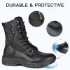 imageFREE SOLDIER Womens Tactical Boots 8 Inches Lightweight Combat Boot Durable Military Work Outdoors Boots Desert Boot for WomenDark Black