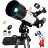 imageTelescope for Adults Astronomy 70mm Aperture 400mm Focal Length Portable Astronomical Telescope for Beginners Age Over 8 Years Old with Wireless Remote Carry Bag Tripod BlackWhite