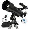 imageTelescope for Adults Astronomy 70mm Aperture 400mm Focal Length Portable Astronomical Telescope for Beginners Age Over 8 Years Old with Wireless Remote Carry Bag Tripod BlackBlack