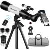 imageTelescope for Adults Astronomy 70mm Aperture 400mm Focal Length Portable Astronomical Telescope for Beginners Age Over 8 Years Old with Wireless Remote Carry Bag Tripod BlackWhite