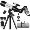 imageTelescope for Adults Astronomy 70mm Aperture 400mm Focal Length Portable Astronomical Telescope for Beginners Age Over 8 Years Old with Wireless Remote Carry Bag Tripod BlackWhite