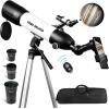 imageTelescope for Adults Astronomy 70mm Aperture 400mm Focal Length Portable Astronomical Telescope for Beginners Age Over 8 Years Old with Wireless Remote Carry Bag Tripod BlackWhite