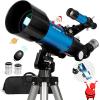 imageTelescope for Adults Astronomy 70mm Aperture 400mm Focal Length Portable Astronomical Telescope for Beginners Age Over 8 Years Old with Wireless Remote Carry Bag Tripod BlackBlue