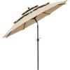 imageFREE SOLDIER 10FT Autotilt Patio Umbrella 3 Tier Market Umbrella Aluminum Outdoor Table Umbrella with Crank Beige