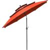 imageFREE SOLDIER 10FT Autotilt Patio Umbrella 3 Tier Market Umbrella Aluminum Outdoor Table Umbrella with Crank Orange Red