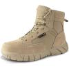 imageFREE SOLDIER Hiking Work Boots Womens Tactical Boots 6 Inches Lightweight Waterproof Military Boots Outdoors Desert BootsTan
