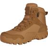 imageFREE SOLDIER Mens Waterproof Hiking Boots Tactical Work Boots Outdoor Lightweight Military BootsMid Brown