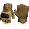 imageFREE SOLDIER Outdoor Gloves for Men Fingerless Motorcycle Gloves for Cycling Hiking Camping Climbing Airsoft Gloves for PaintballHalf Finger Sand