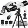 imageFREE SOLDIER Telescope for Adults Astronomy  70mm Aperture 500mm Focus Length Astronomical Refractor Telescope for Beginners with 3 Plossl Eyepieces Phone Adapter and Carry Bag