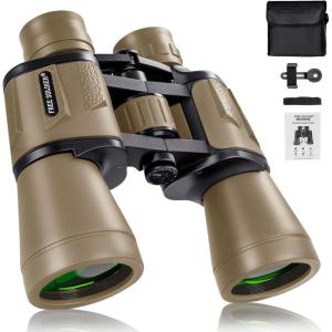 image20x50 High Power Binoculars for Bird Watching 28mm Large Eyepiece Life Waterproof Binoculars for Hunting Hiking Concert Travel with Smartphone Adapter BAK4 Prism FMC Lens BlackMud