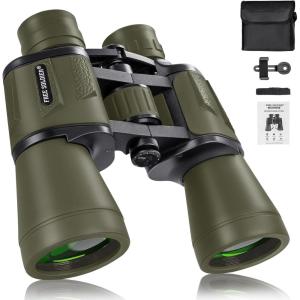 image20x50 High Power Binoculars for Bird Watching 28mm Large Eyepiece Life Waterproof Binoculars for Hunting Hiking Concert Travel with Smartphone Adapter BAK4 Prism FMC Lens BlackGreen