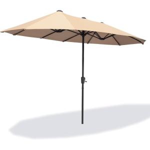 imageFREE SOLDIER 13FT DoubleSided Patio Umbrella Outdoor Market Umbrella Extra Large Table Umbrella with Crank Beige