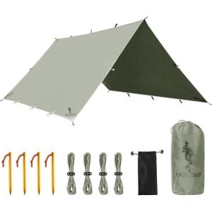 imageFREE SOLDIER Camping Tarp Waterproof Portable Multifunctional Outdoor Traveling Awning Backpacking Shelter Rain Tarp Bean Green 10105ftBean Green 10105ft