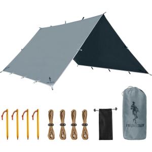 imageFREE SOLDIER Camping Tarp Waterproof Portable Multifunctional Outdoor Traveling Awning Backpacking Shelter Rain Tarp Bean Green 10105ftBlue Gray 10105ft