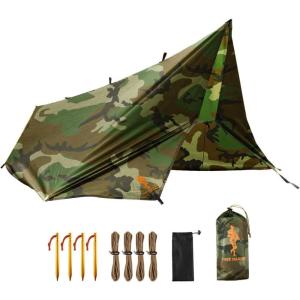imageFREE SOLDIER Camping Tarp Waterproof Portable Multifunctional Outdoor Traveling Awning Backpacking Shelter Rain Tarp Bean Green 10105ftCamo 10105ft