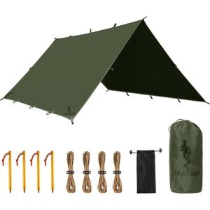 imageFREE SOLDIER Camping Tarp Waterproof Portable Multifunctional Outdoor Traveling Awning Backpacking Shelter Rain Tarp Bean Green 10105ftDark Green 1013ft