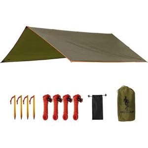 imageFREE SOLDIER Camping Tarp Waterproof Portable Multifunctional Outdoor Traveling Awning Backpacking Shelter Rain Tarp Bean Green 10105ftSimplify Brown 10105ft