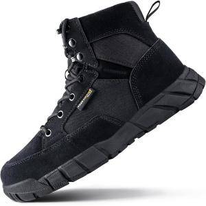 imageFREE SOLDIER Hiking Work Boots Mens Tactical Boots 6 Inches Waterproof Military Boots Outdoors Desert BootsBlack