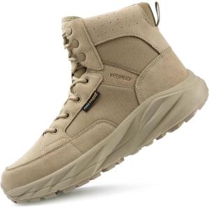 imageFREE SOLDIER Hiking Work Boots Mens Tactical Boots 6 Inches Waterproof Military Boots Outdoors Desert BootsClassic Tan