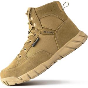 imageFREE SOLDIER Hiking Work Boots Mens Tactical Boots 6 Inches Waterproof Military Boots Outdoors Desert BootsLight Brown